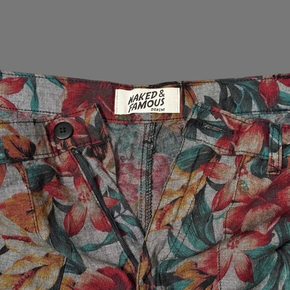 Naked & Famous RARE Floral Slim Short Mens Multicolor Pattern Size S EUC - Picture 4 of 7